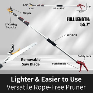 FLORA GUARD 4.6-10ft Extendable Tree Pruner for Cutting up to 1" Diameter