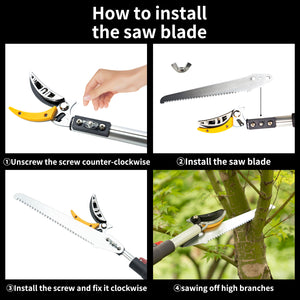 FLORA GUARD 4.6-10ft Extendable Tree Pruner for Cutting up to 1" Diameter
